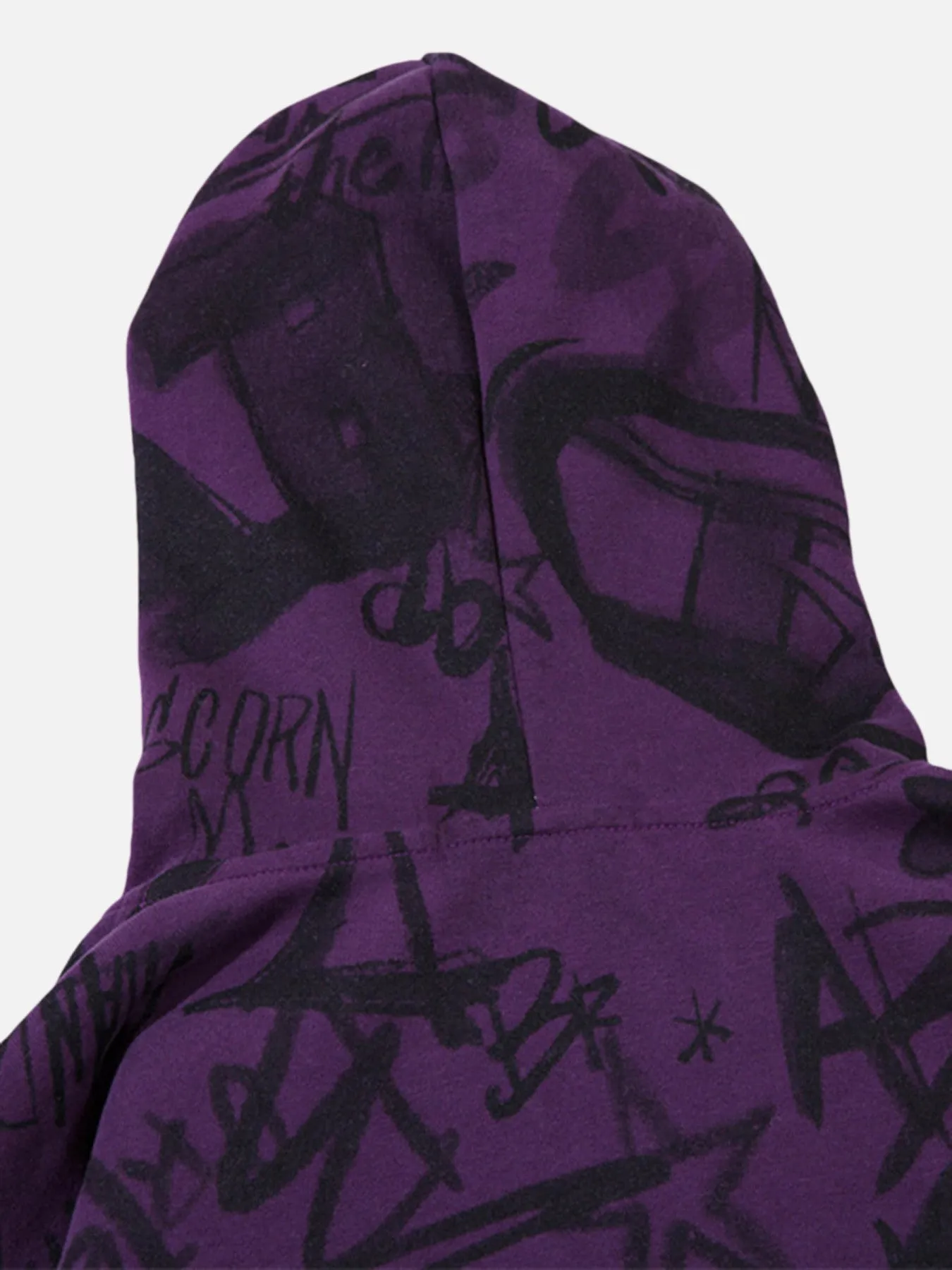 1984 All Over Graffiti Print Hooded Sweatshirt - 1823