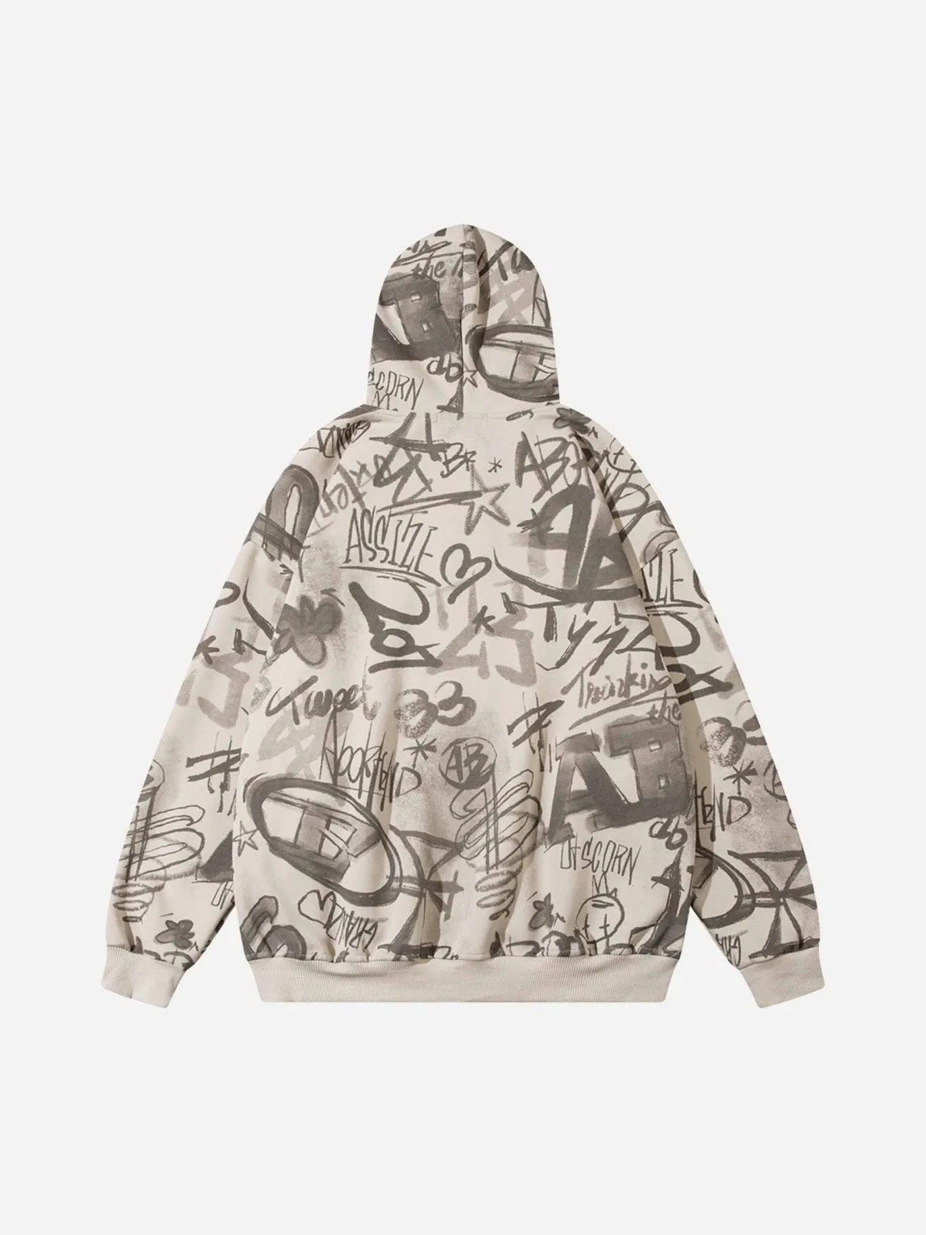 1984 All Over Graffiti Print Hooded Sweatshirt - 1823