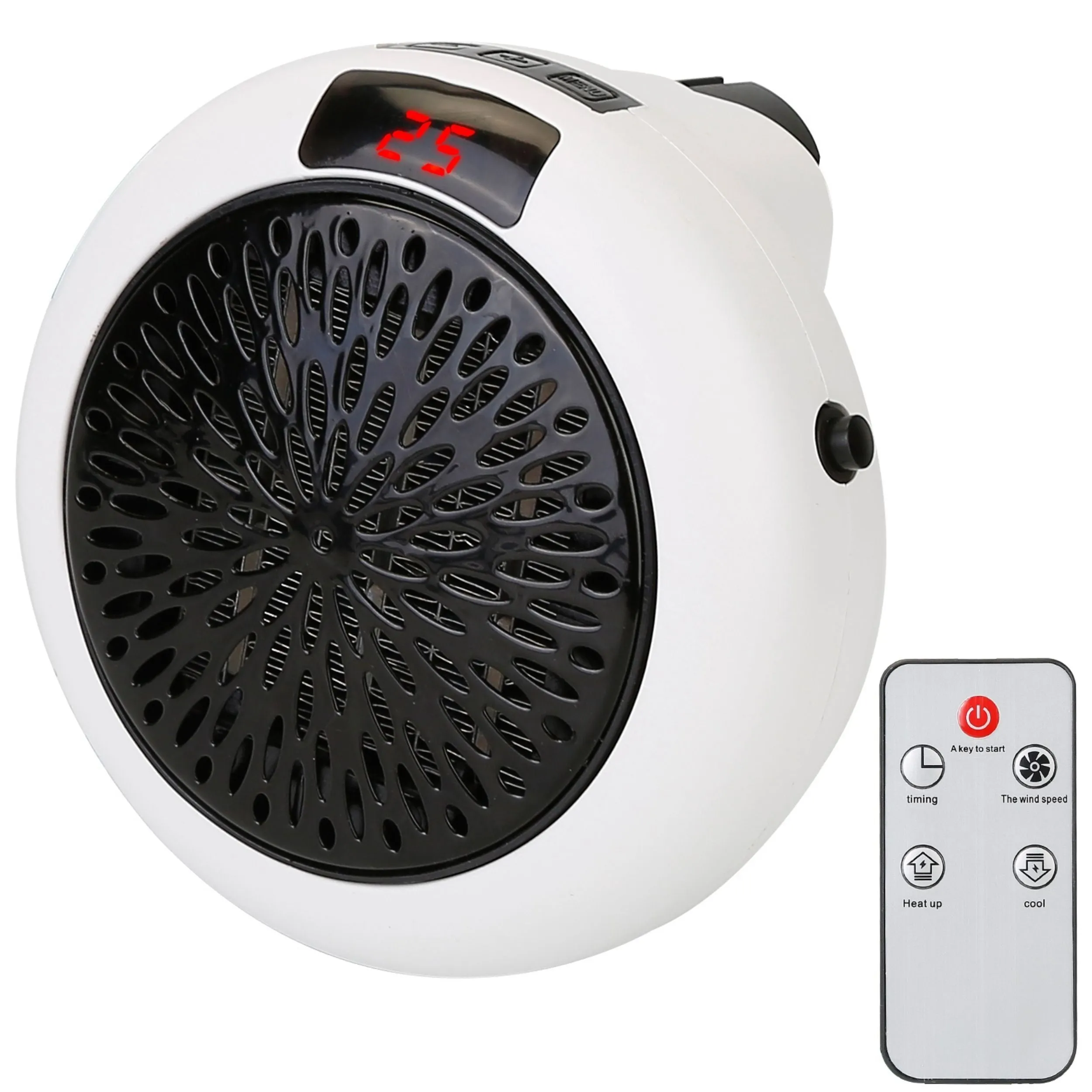 900W Portable Heater Fan - Adjustable Temperature - Auto Shut off - Remote Control