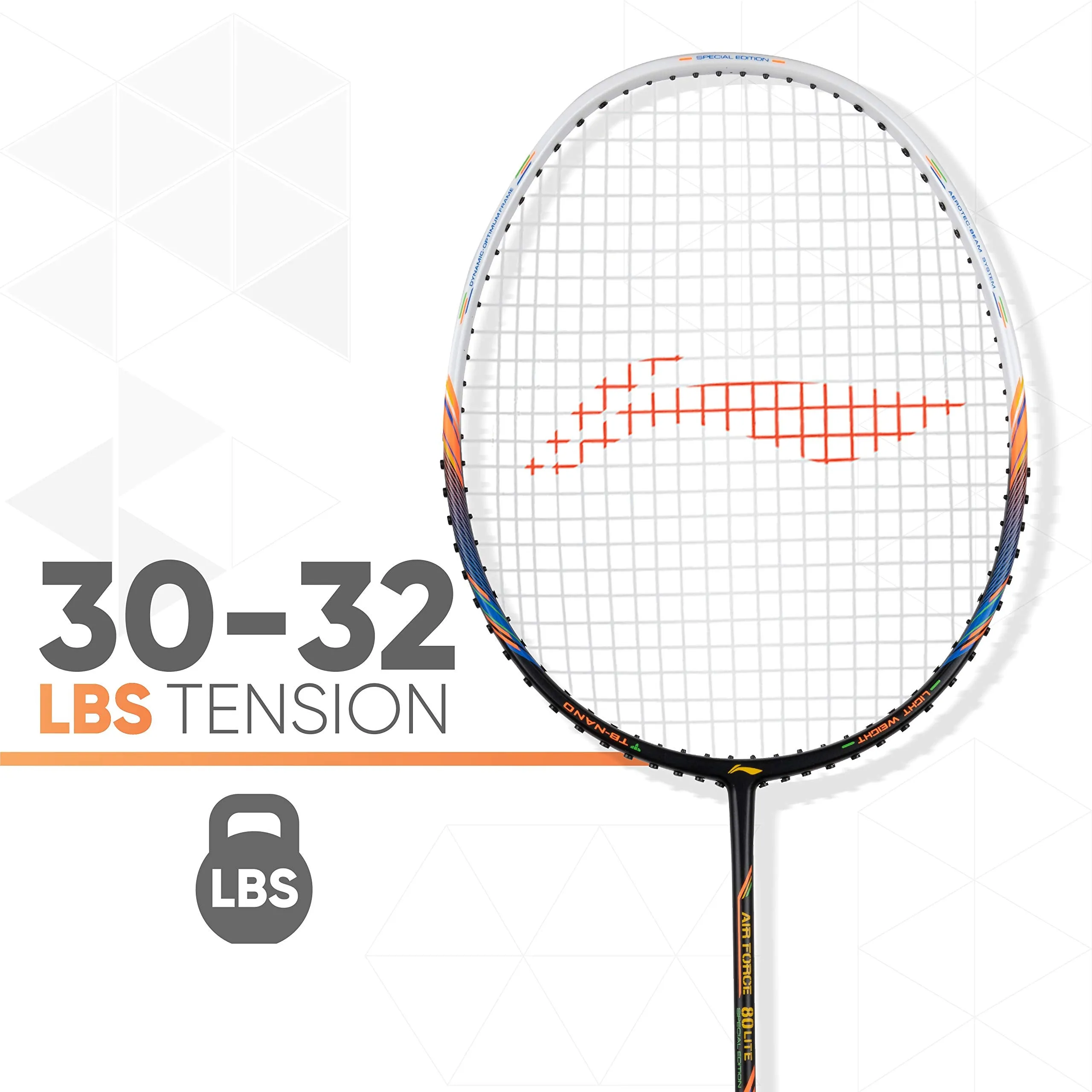 Air Force 80 Lite Carbon Fiber Strung Badminton Racket with Free Full Cover(Black/White |Pack of 1)