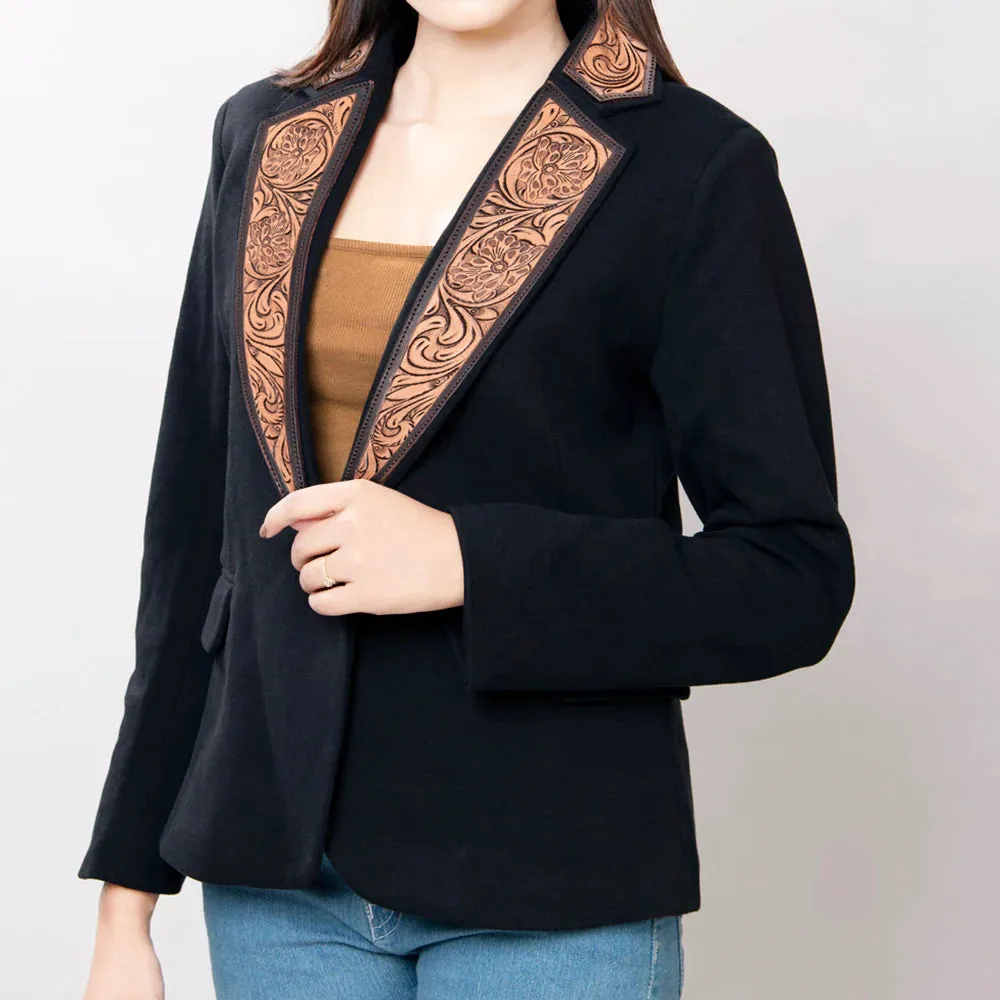 American Darling Black Tooled Leather Blazer