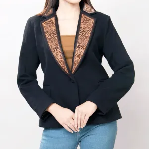 American Darling Black Tooled Leather Blazer