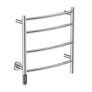 Bathroom Butler Natural 4 Bar Curved TDC Heated Towel Rail 500mm