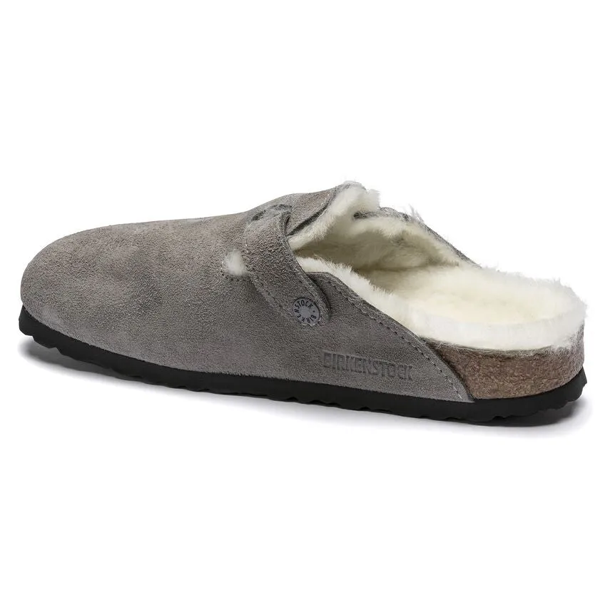 Birkenstock Boston Shearling Suede Leather Sandal