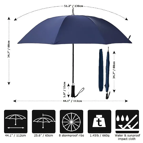 Blue Long Windproof Umbrella