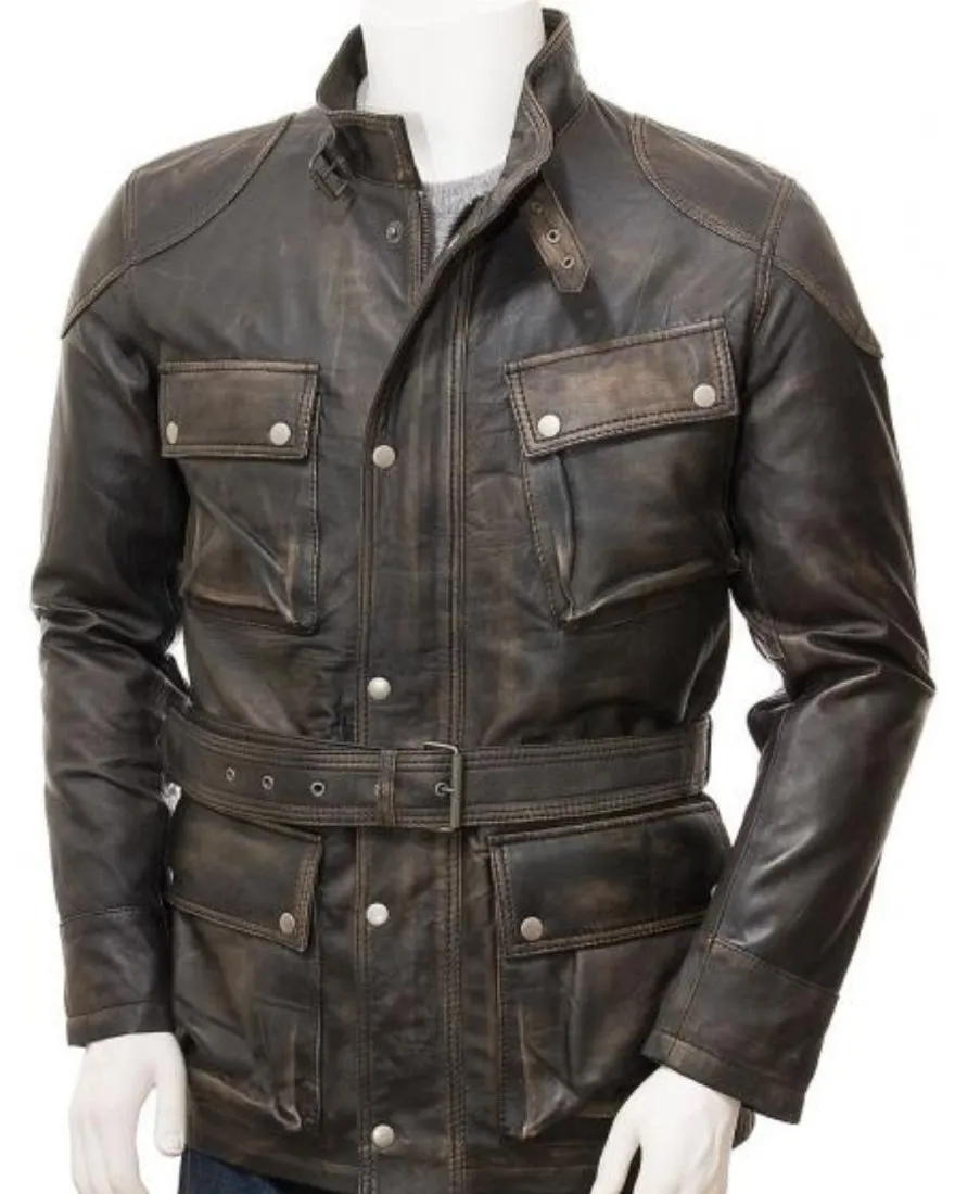 Brown Leather Jacket Distressed