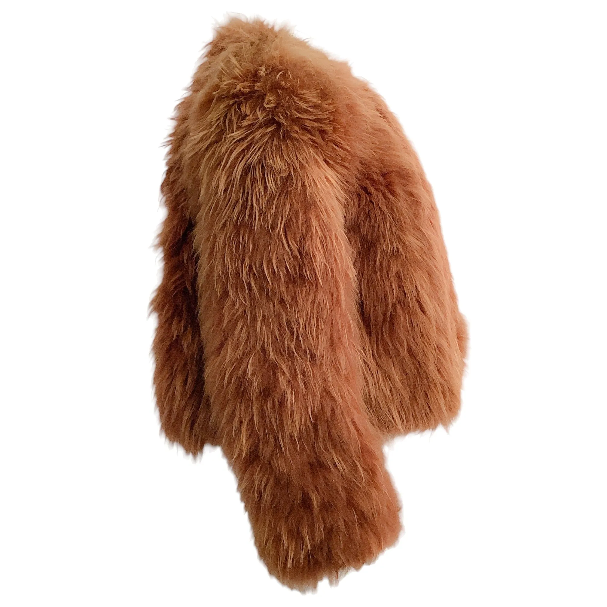 Celine Rust Long Hair Shearling Jacket