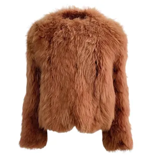 Celine Rust Long Hair Shearling Jacket