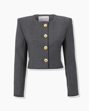 Collarless Cropped Jacket