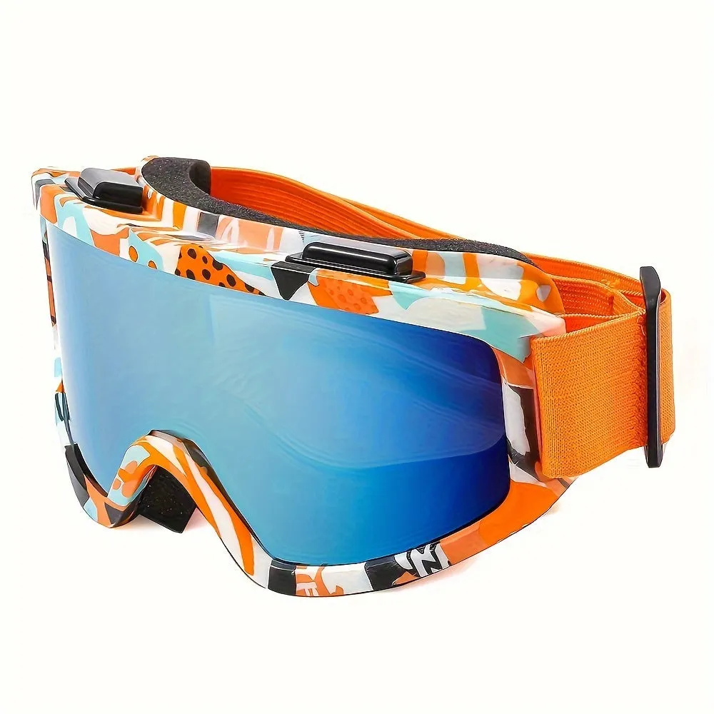 Colorful Largeframed Ski Goggles Doublelayer Antifog Windproof Sandproof