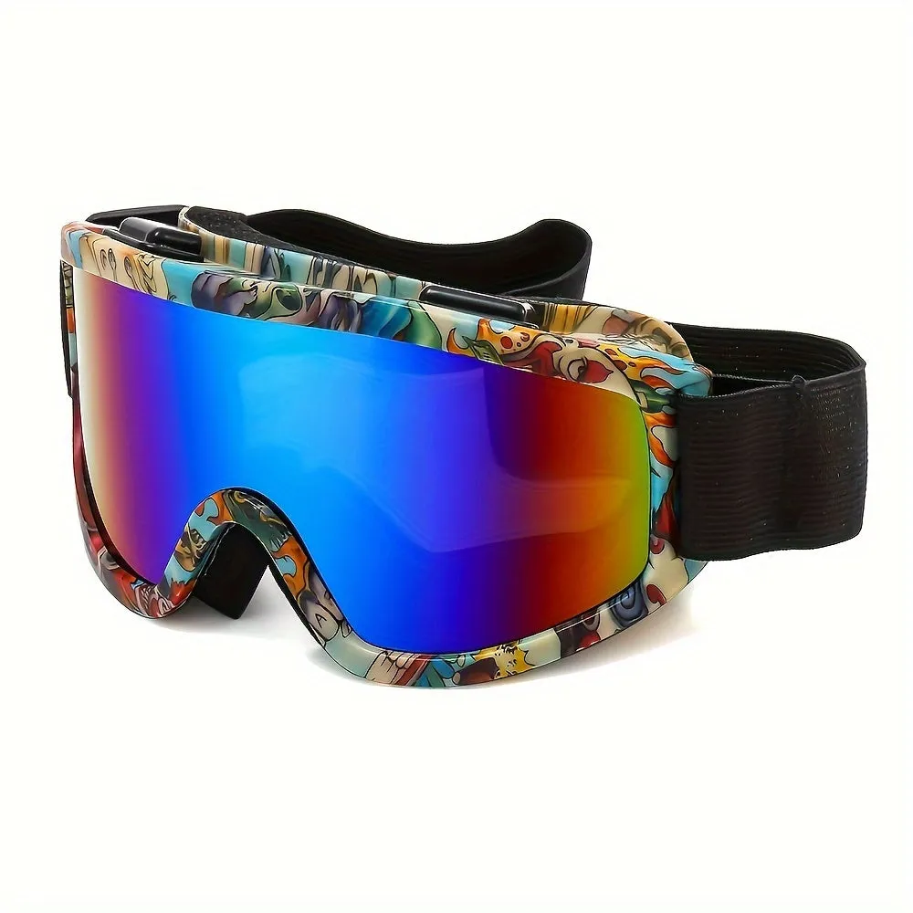 Colorful Largeframed Ski Goggles Doublelayer Antifog Windproof Sandproof