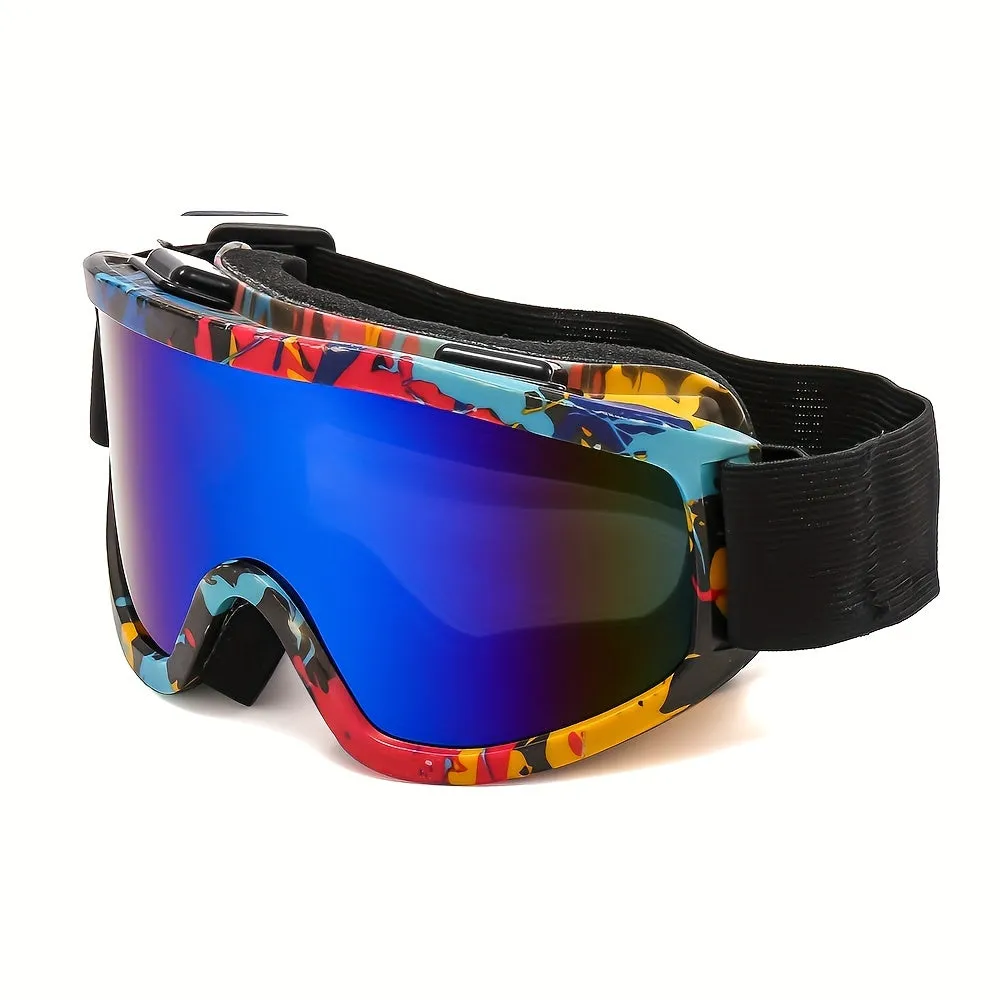 Colorful Largeframed Ski Goggles Doublelayer Antifog Windproof Sandproof