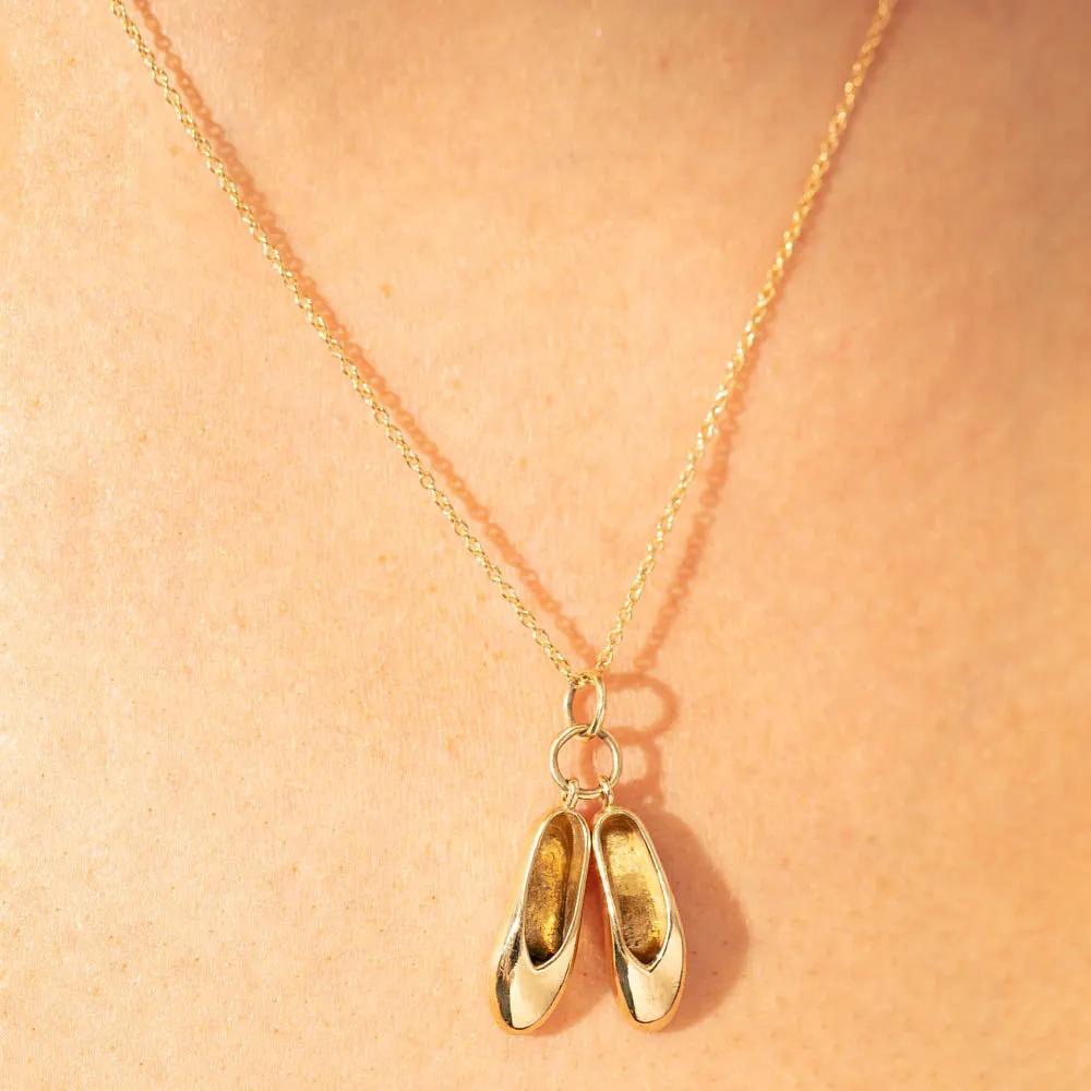 Deja Vu 9ct Yellow Gold Ballet Shoes Necklace