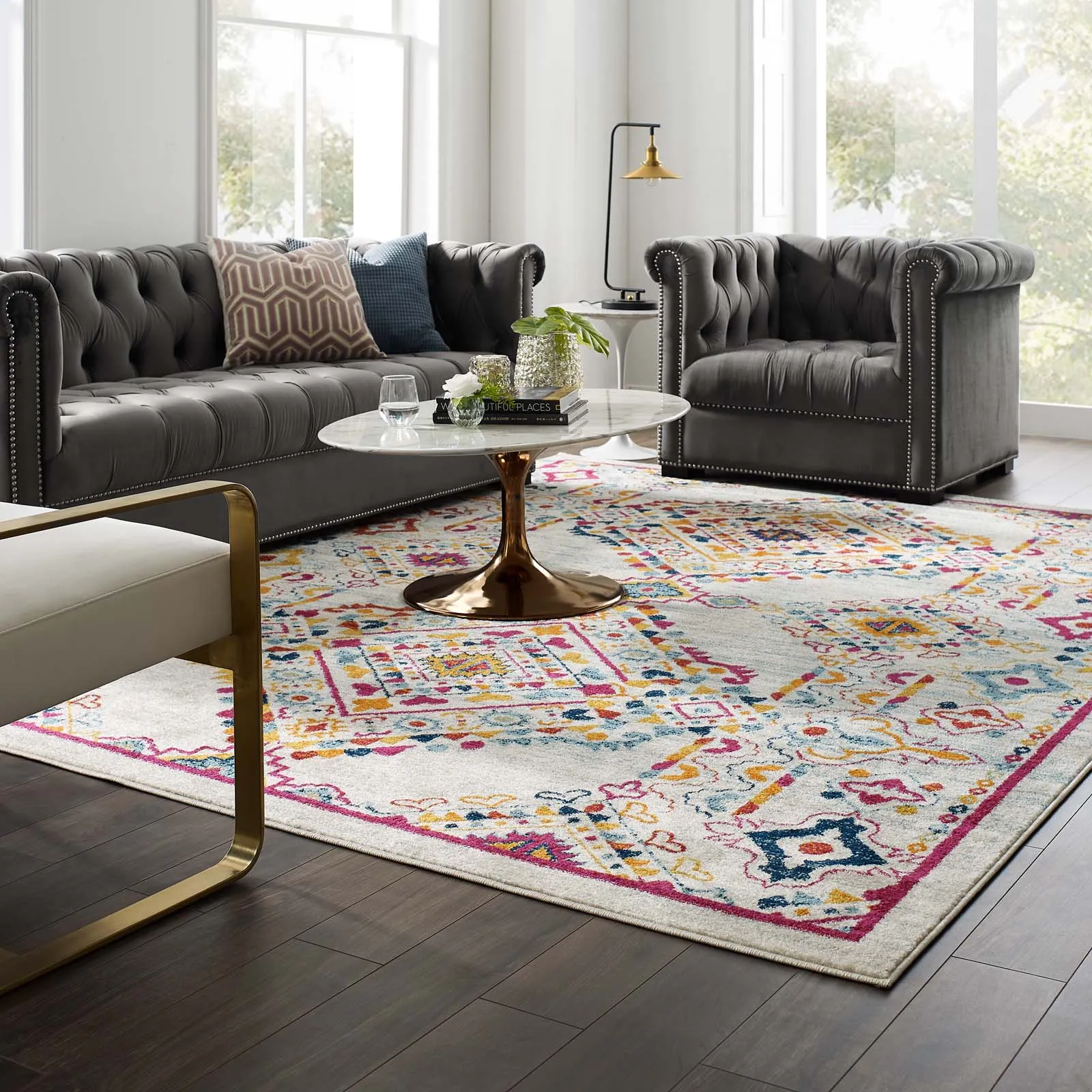 Entourage Khalida Distressed Floral Lattice Area Rug