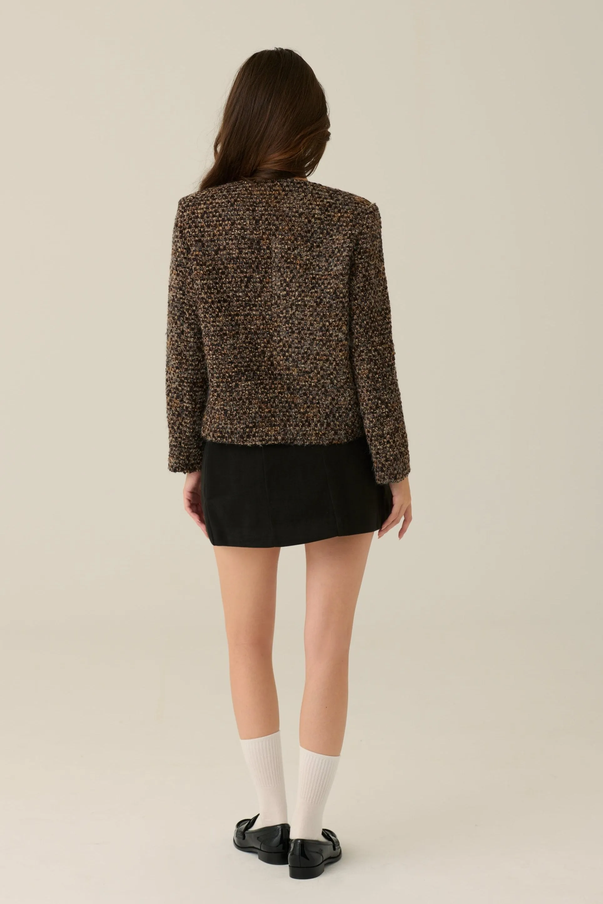 Gentle hug wool blend tweed jacket