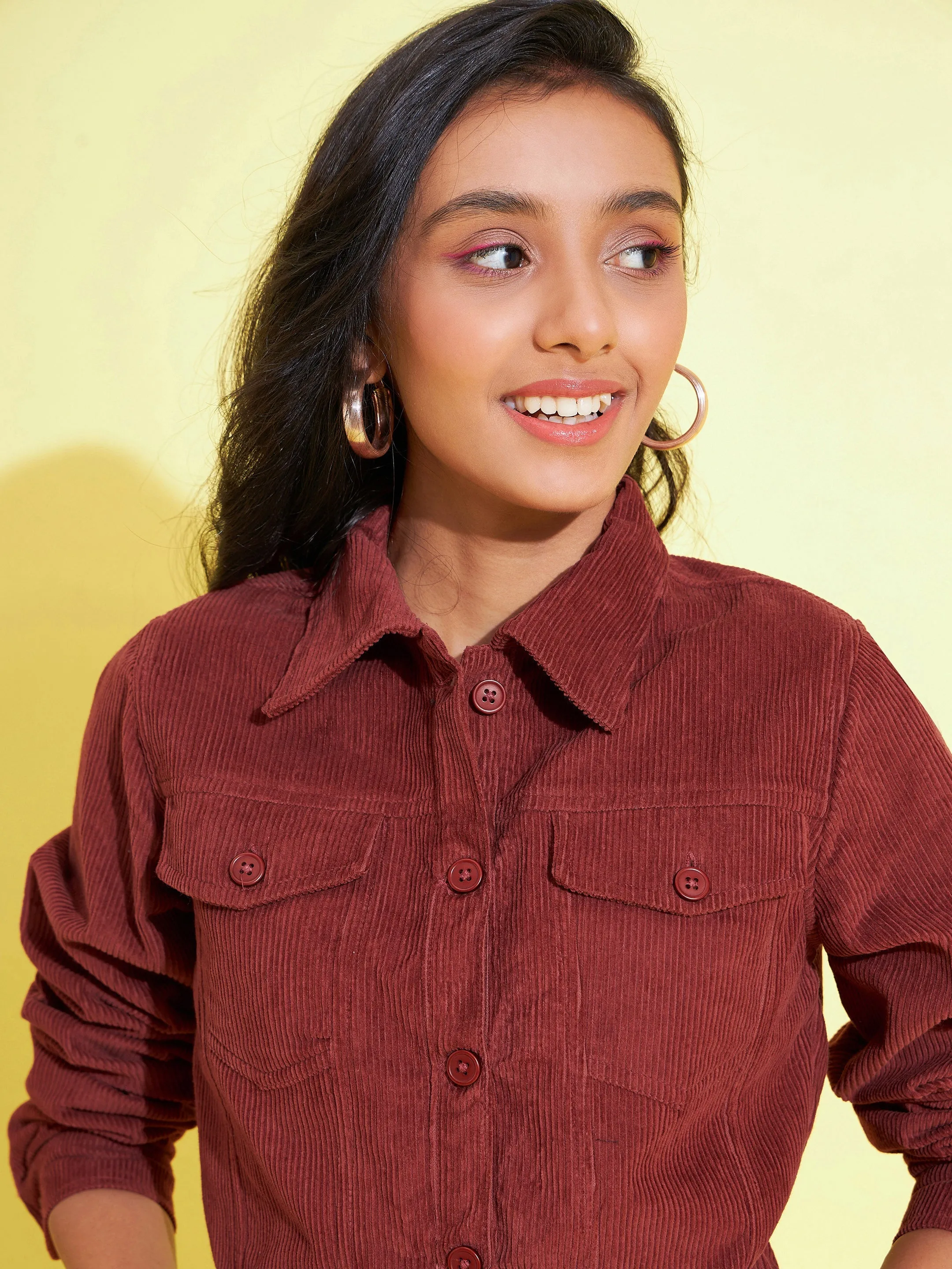 Girls Rust Corduroy Crop Jacket