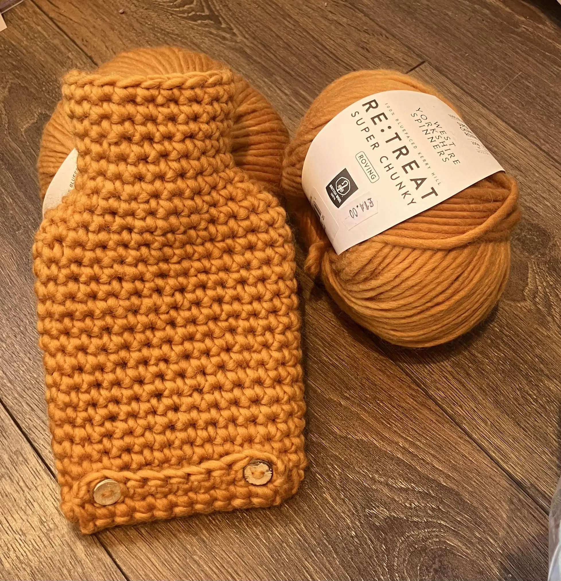 Hot water bottle with Crochet Wool Cover