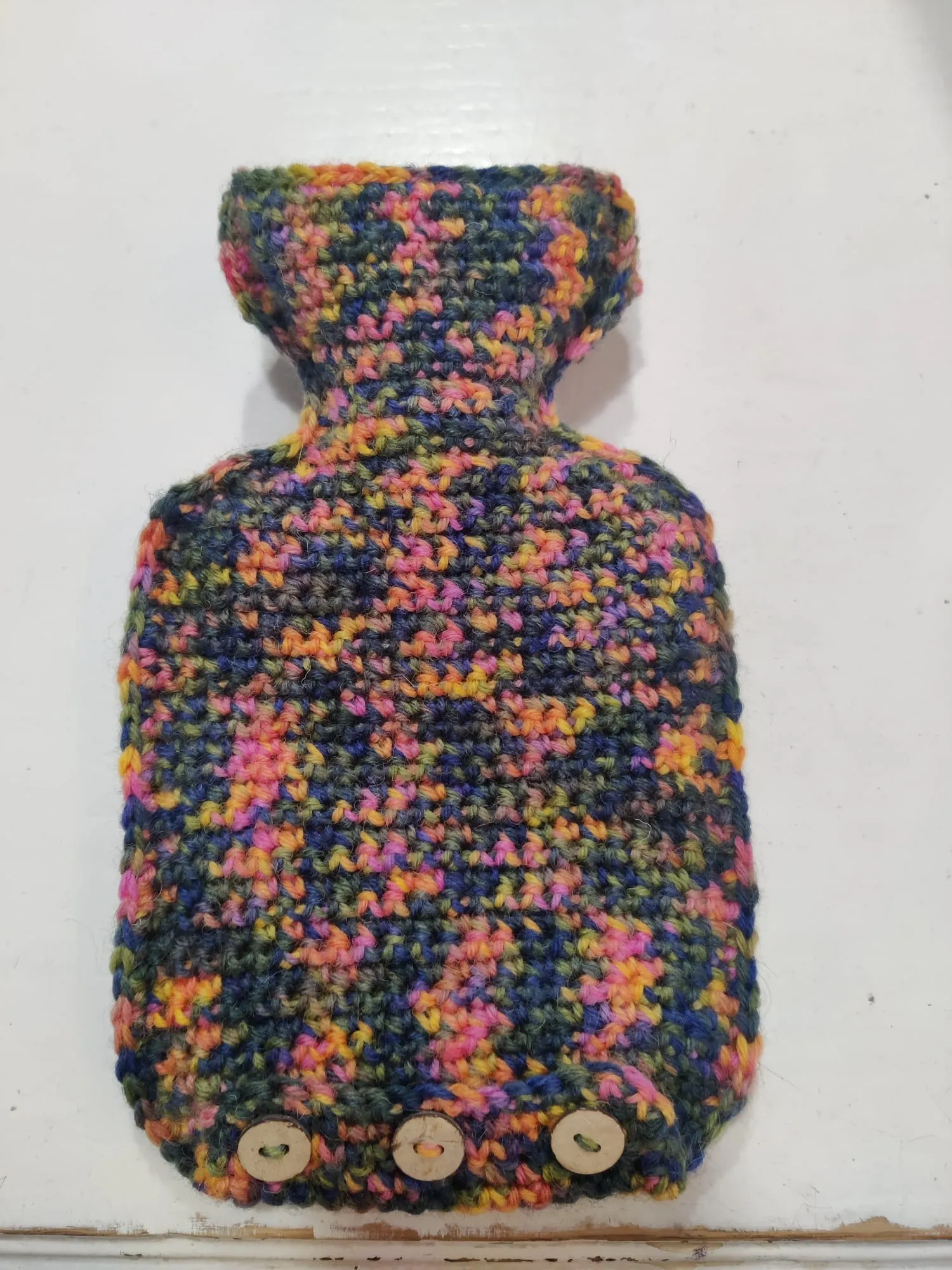 Hot water bottle with Crochet Wool Cover