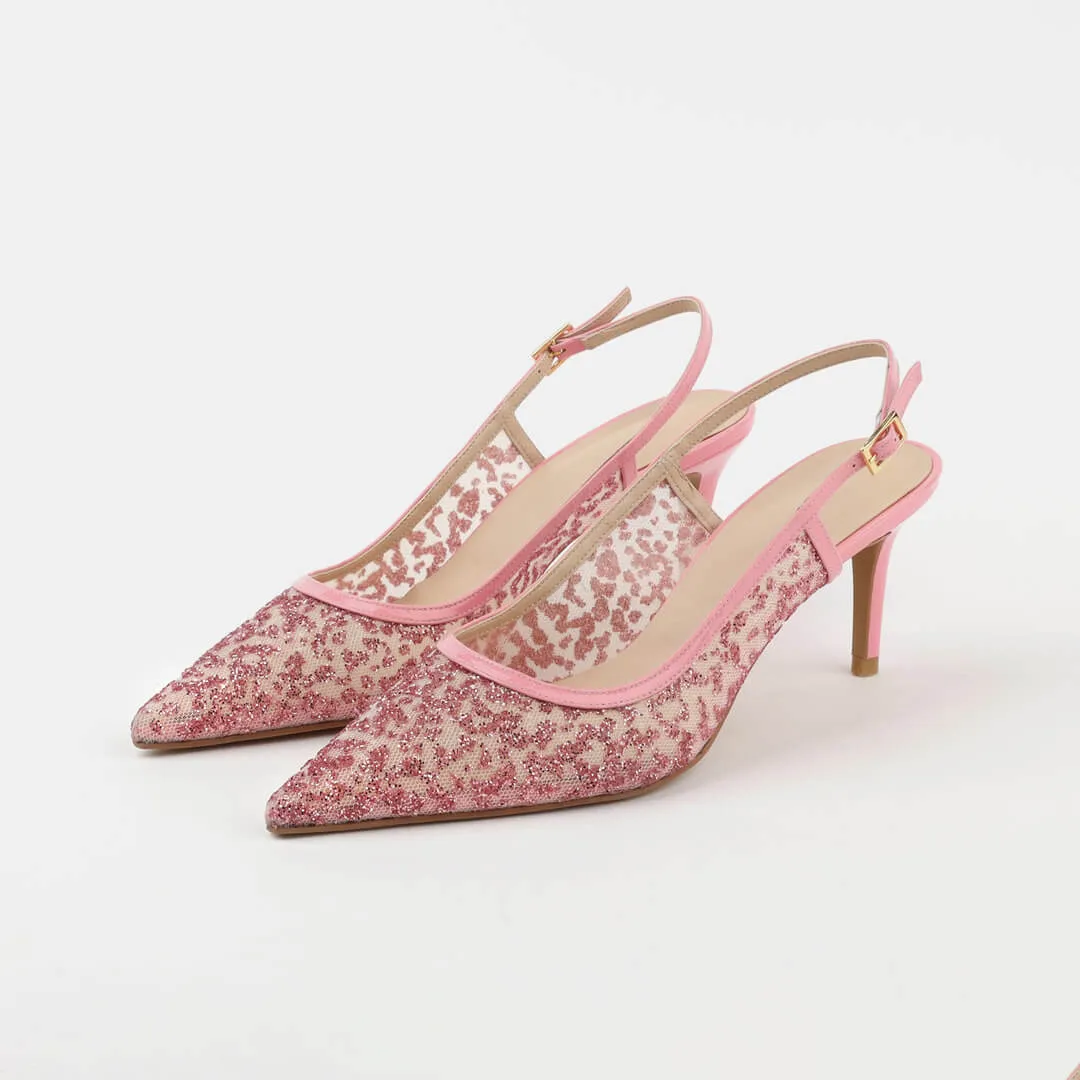 ILARIA - pink glitter slingback