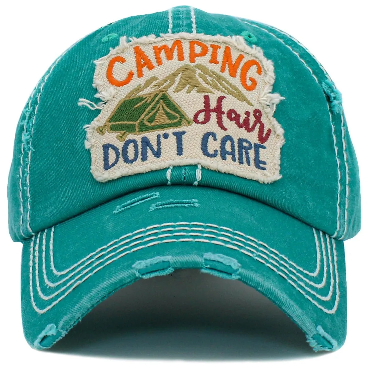 KBV1451 "Camping Don't Care" Washed Vintage Ballcap Hat