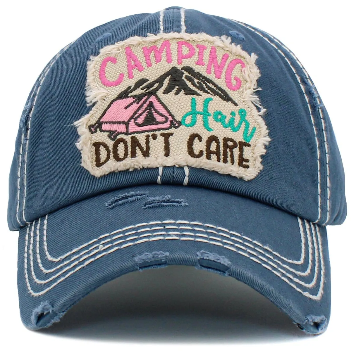 KBV1451 "Camping Don't Care" Washed Vintage Ballcap Hat