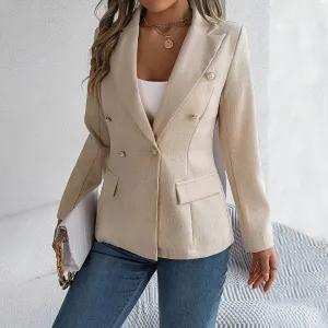 Korean Slim Casual Women's Blazer with Pockets for Spring/Autumn Office Wear