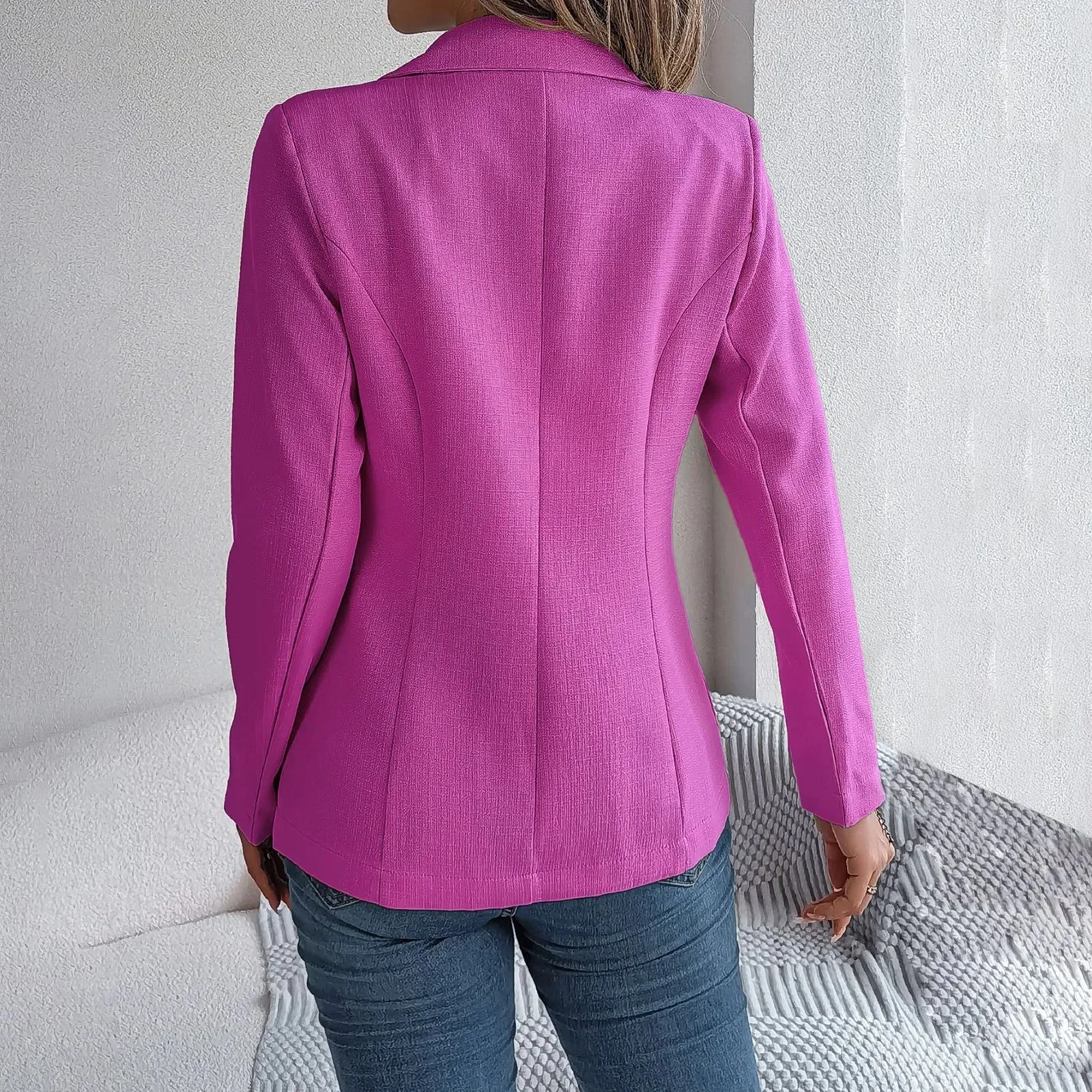 Korean Slim Casual Women's Blazer with Pockets for Spring/Autumn Office Wear