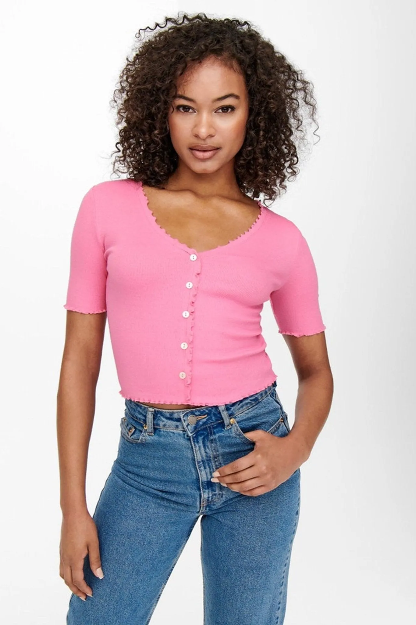 Laila Button Top - Sachet Pink