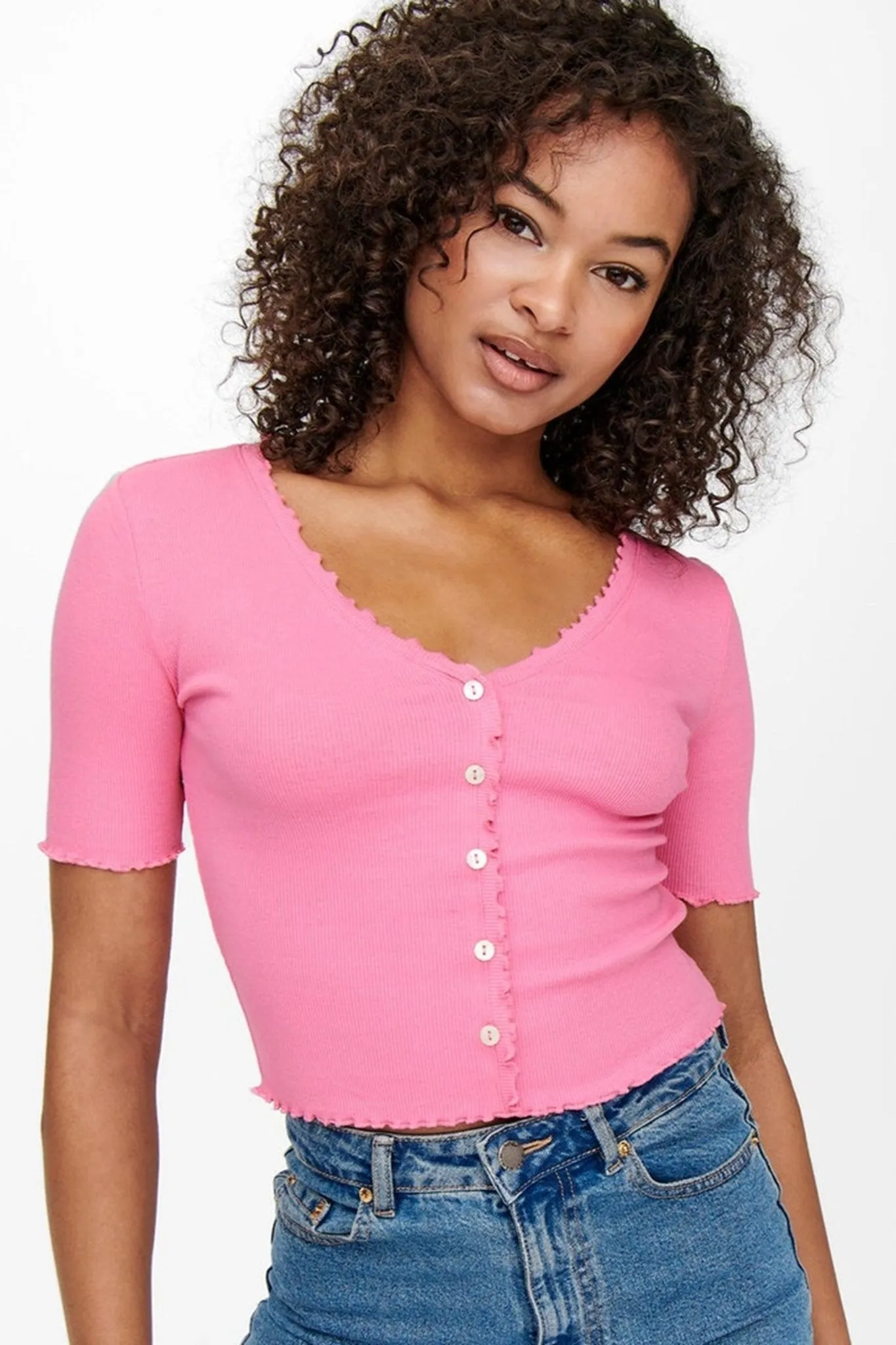 Laila Button Top - Sachet Pink