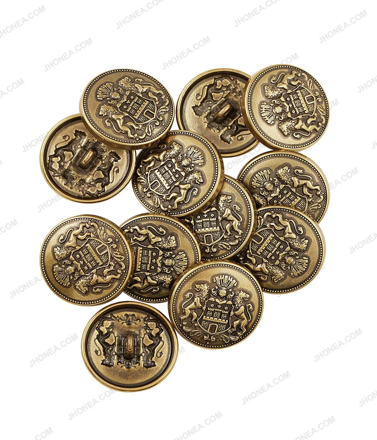 Lion Heraldic Coat of Arms Shield Crest Emblem Metal Buttons