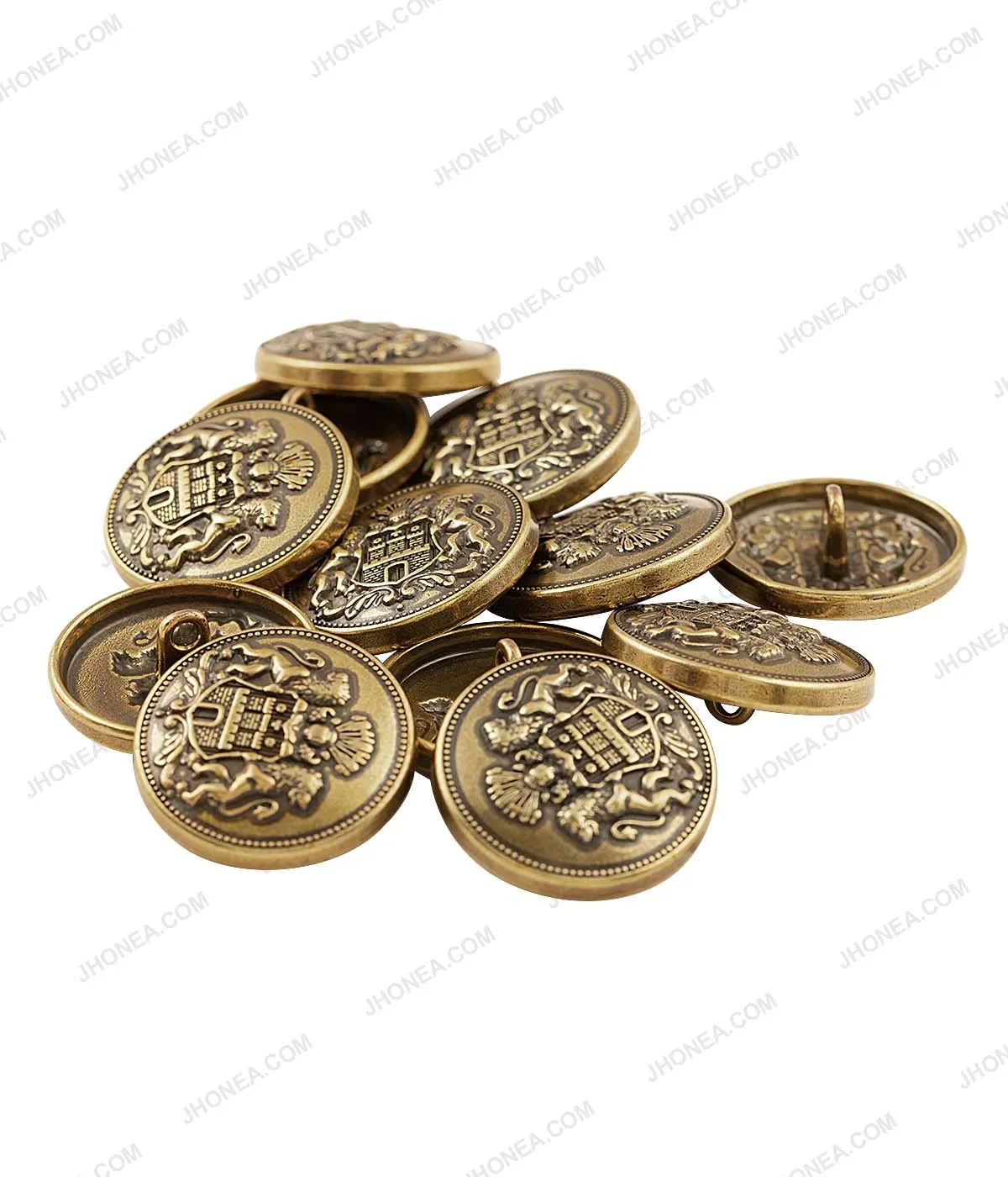 Lion Heraldic Coat of Arms Shield Crest Emblem Metal Buttons