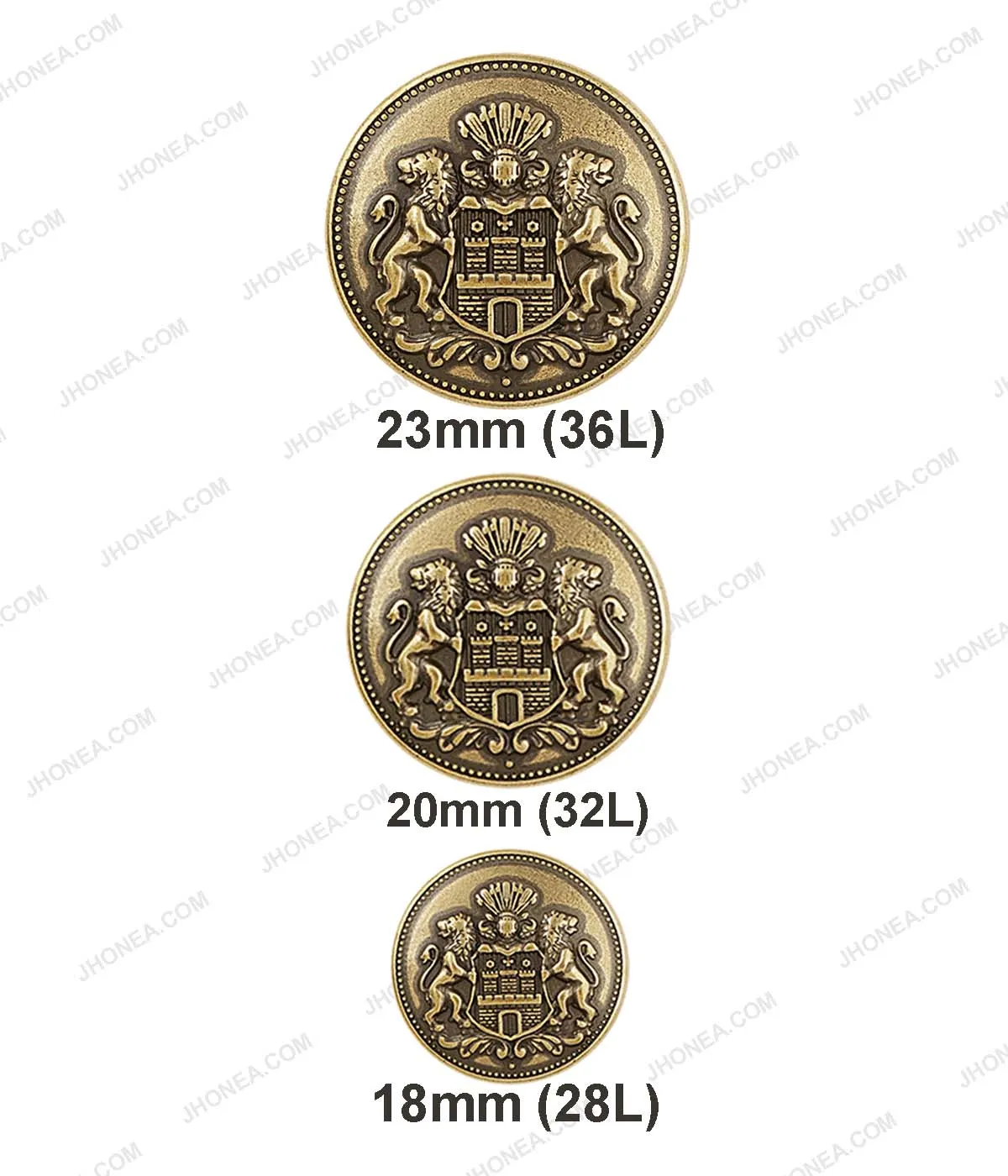 Lion Heraldic Coat of Arms Shield Crest Emblem Metal Buttons