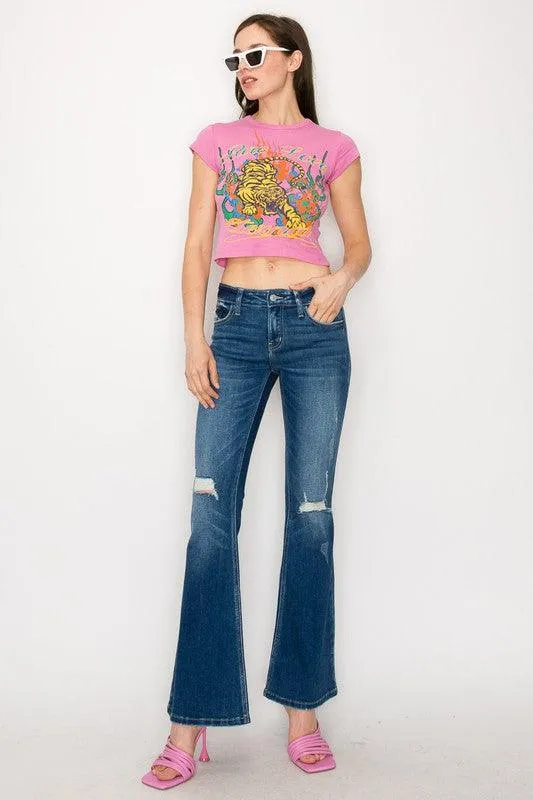 LOW RISE STRETCH VINTAGE FLARE JEANS