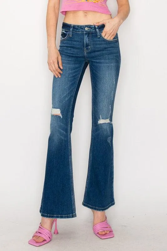 LOW RISE STRETCH VINTAGE FLARE JEANS