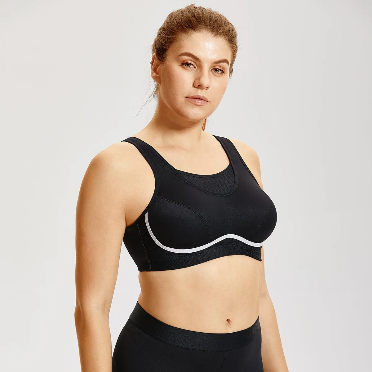 Max Comfort Lightweight Mesh Panel Wireless Daily Black Sports Bra