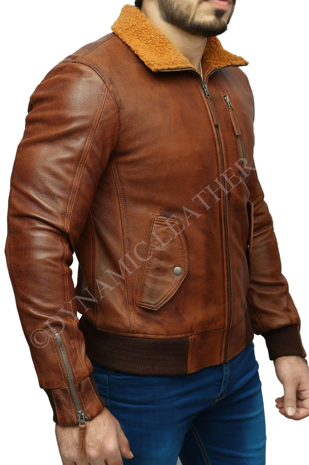 Mens Biker Retro Brown Detach Hooded Fur Real Leather Bomber Motorcycle Jacket