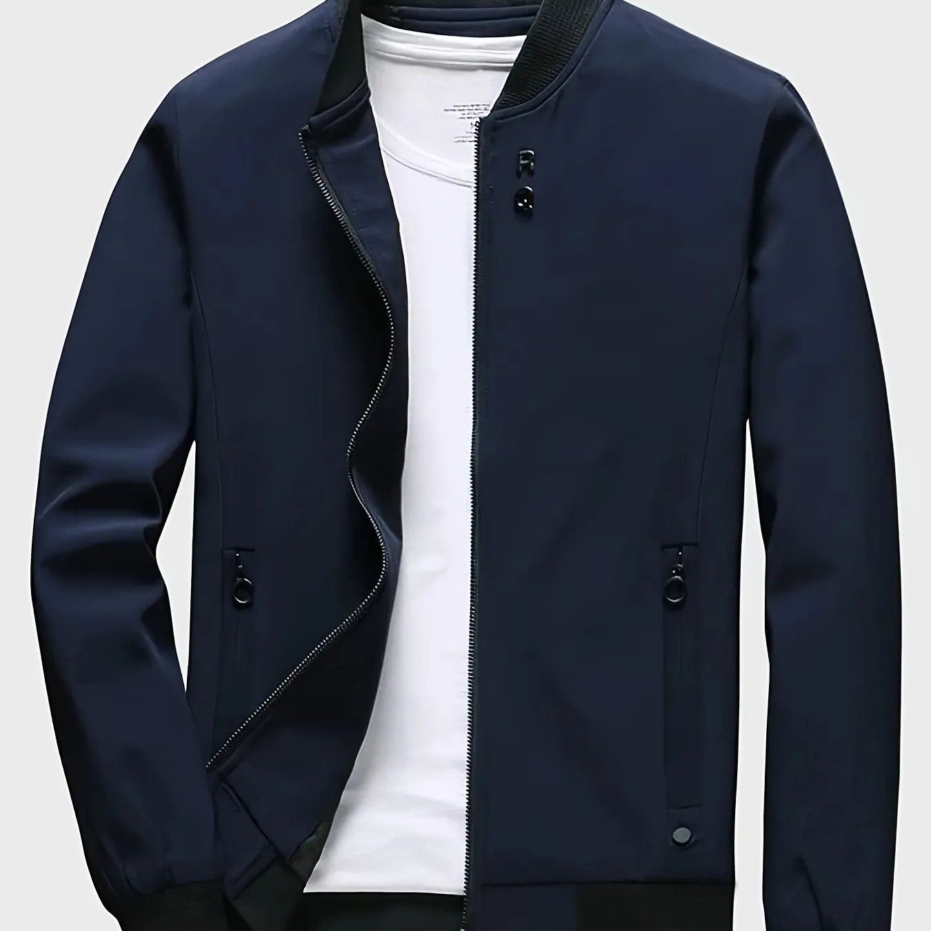 Men's Casual Placket Varsity With Zipper Pockets