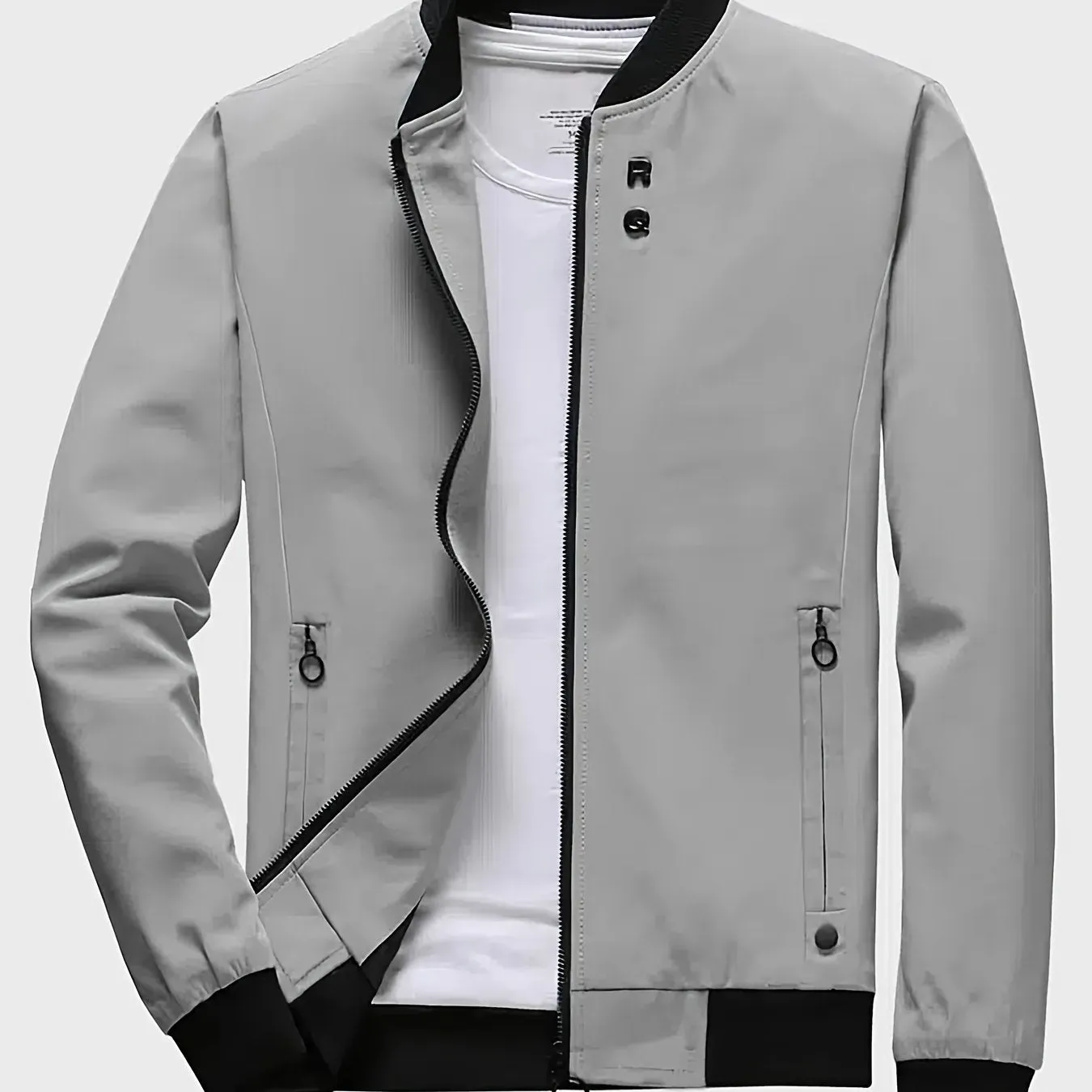 Men's Casual Placket Varsity With Zipper Pockets