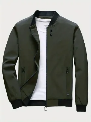 Men's Casual Placket Varsity With Zipper Pockets