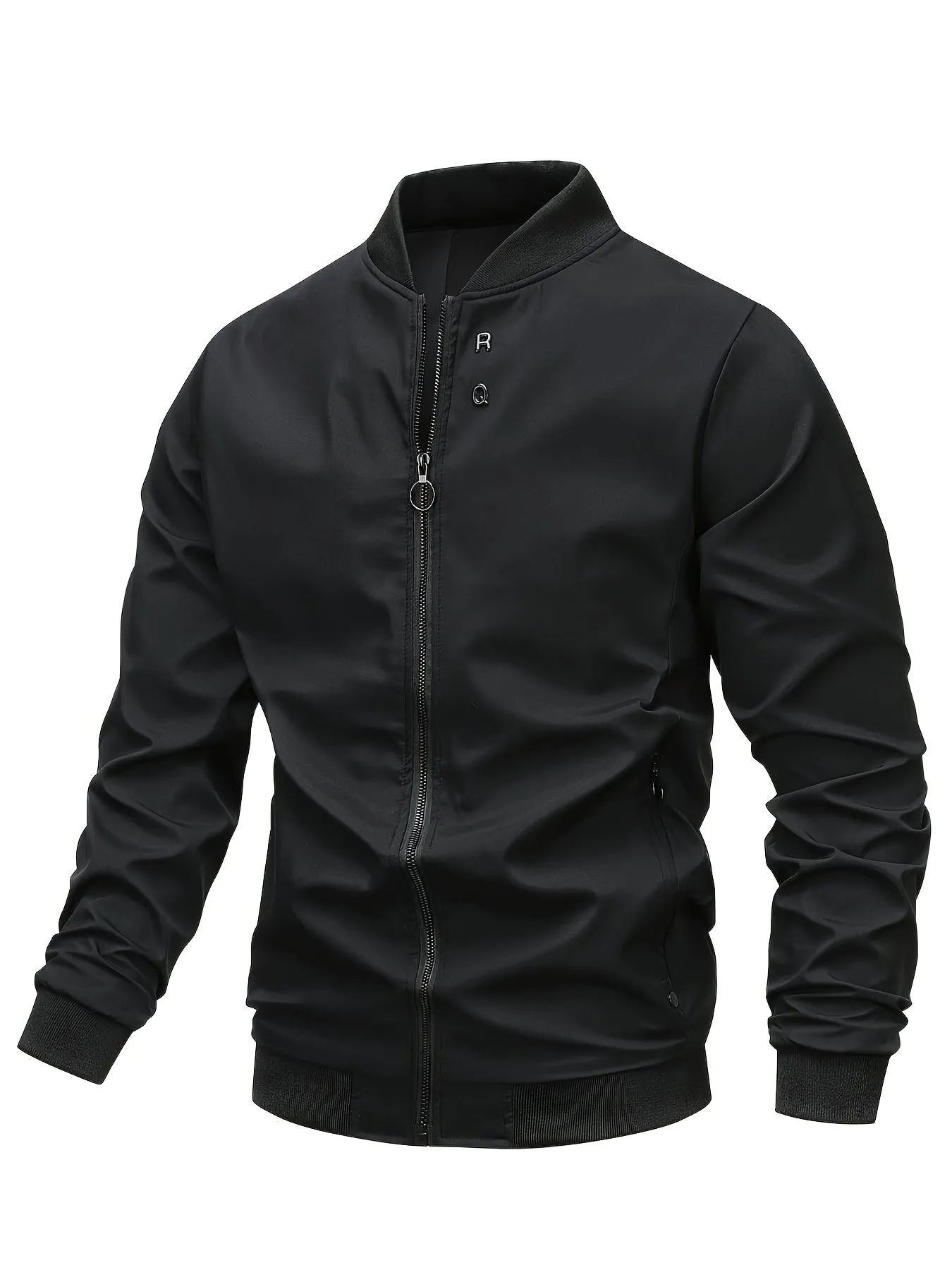 Men's Casual Placket Varsity With Zipper Pockets