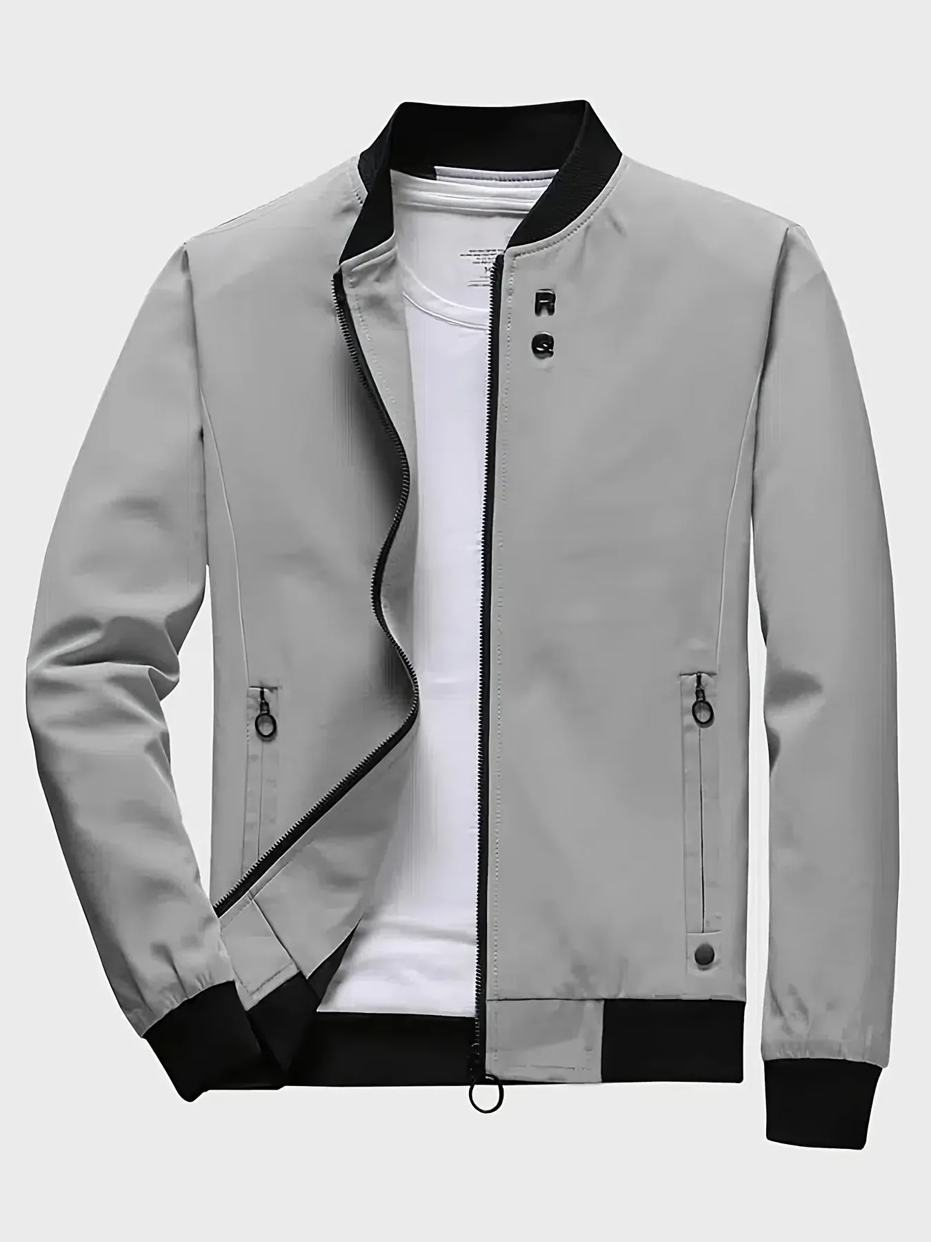 Men's Casual Placket Varsity With Zipper Pockets