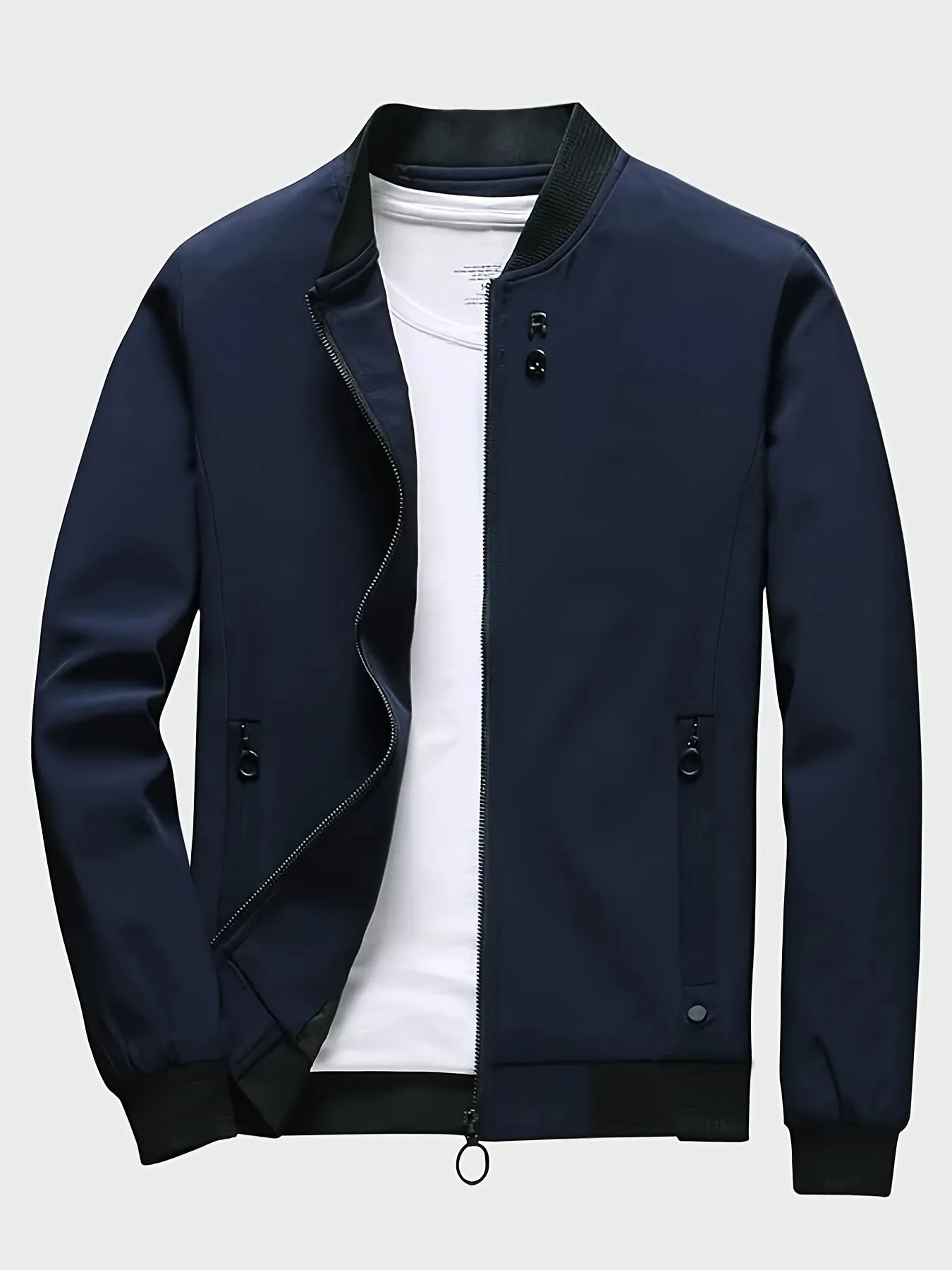 Men's Casual Placket Varsity With Zipper Pockets