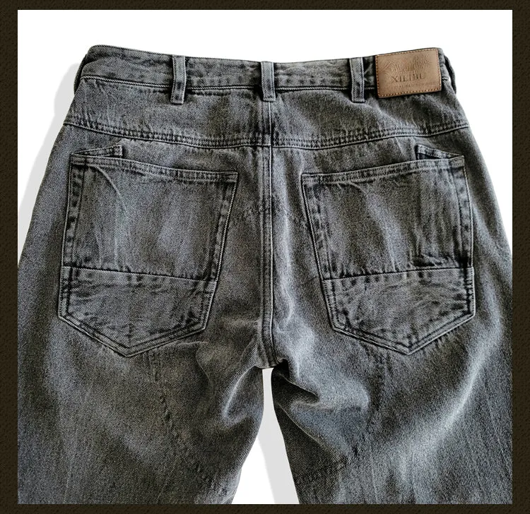 Men's Distressed Whiskers Jeans Charcoal