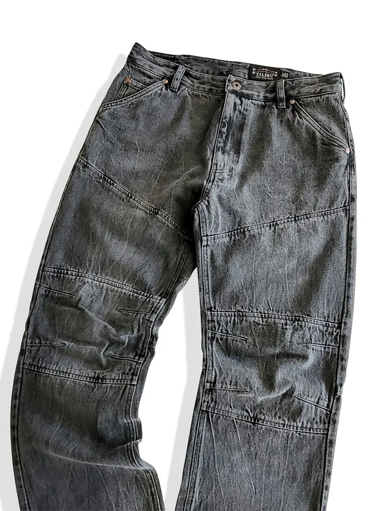 Men's Distressed Whiskers Jeans Charcoal