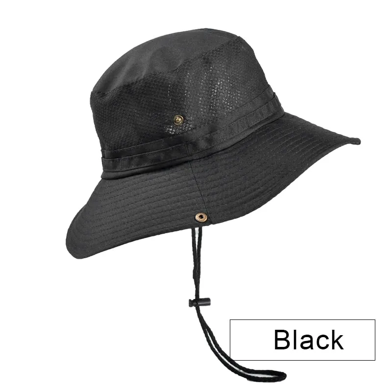 Men's Panama Bucket Hat Outdoor Sun Protection Hats For Men Fashion Summer Hat Sun visor Fisherman's Hat Anti-UV Sun Hat