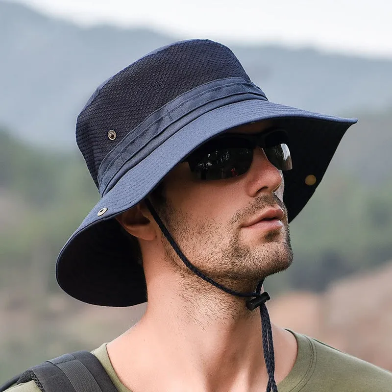 Men's Panama Bucket Hat Outdoor Sun Protection Hats For Men Fashion Summer Hat Sun visor Fisherman's Hat Anti-UV Sun Hat