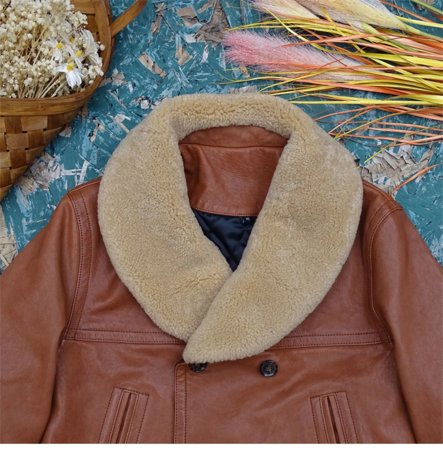 Men's Shearling Collar Ranch Coat Goatskin