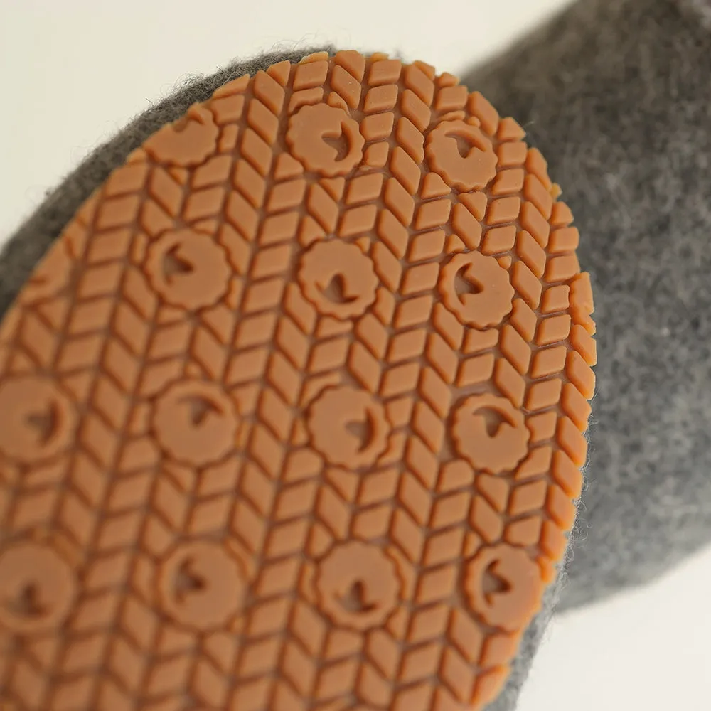 Merino Wool Blend Slippers (Charcoal/Orange)