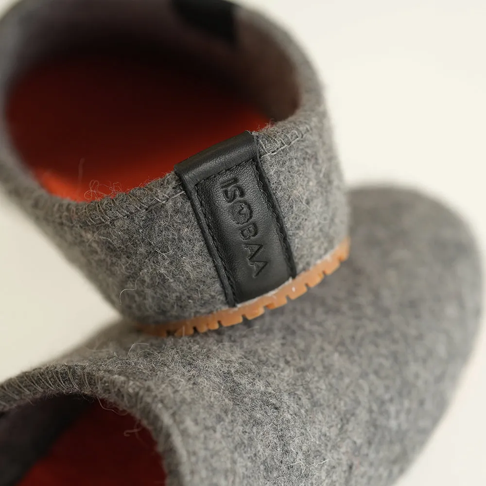 Merino Wool Blend Slippers (Charcoal/Orange)