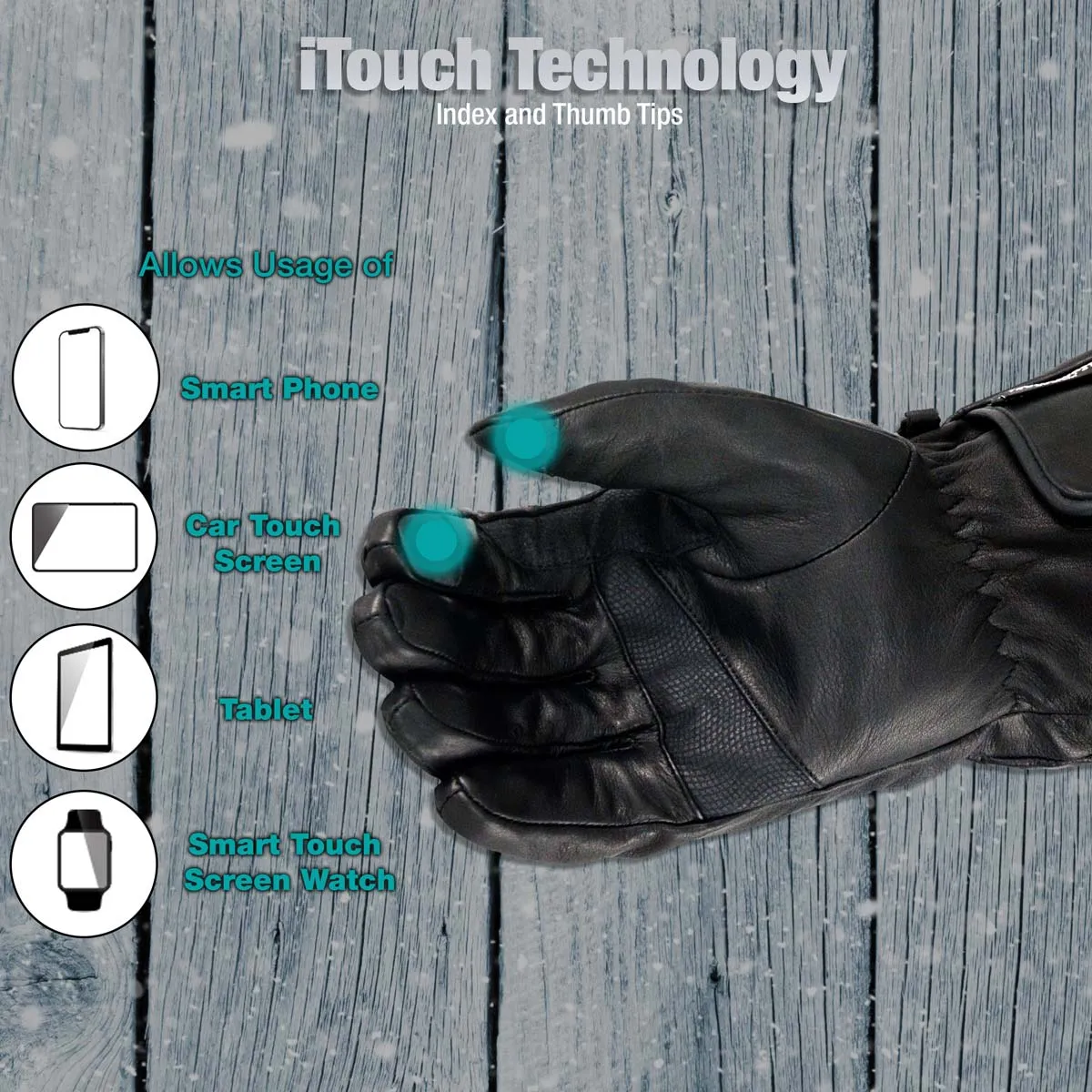 Milwaukee Leather MG7513 Men's Black ‘Heated’ Gauntlet Waterproof Winter Gloves with i-Touch